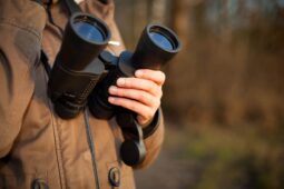 person holding binoculars